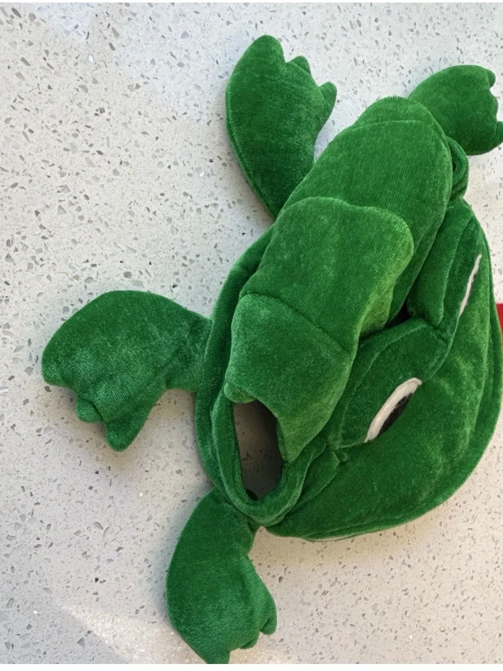 Green Plush Frog Hideout Bed for Small Pets